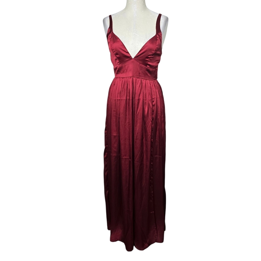 It's Red Deep V Cut Neckline Sleeveless Maxi Formal Dress S